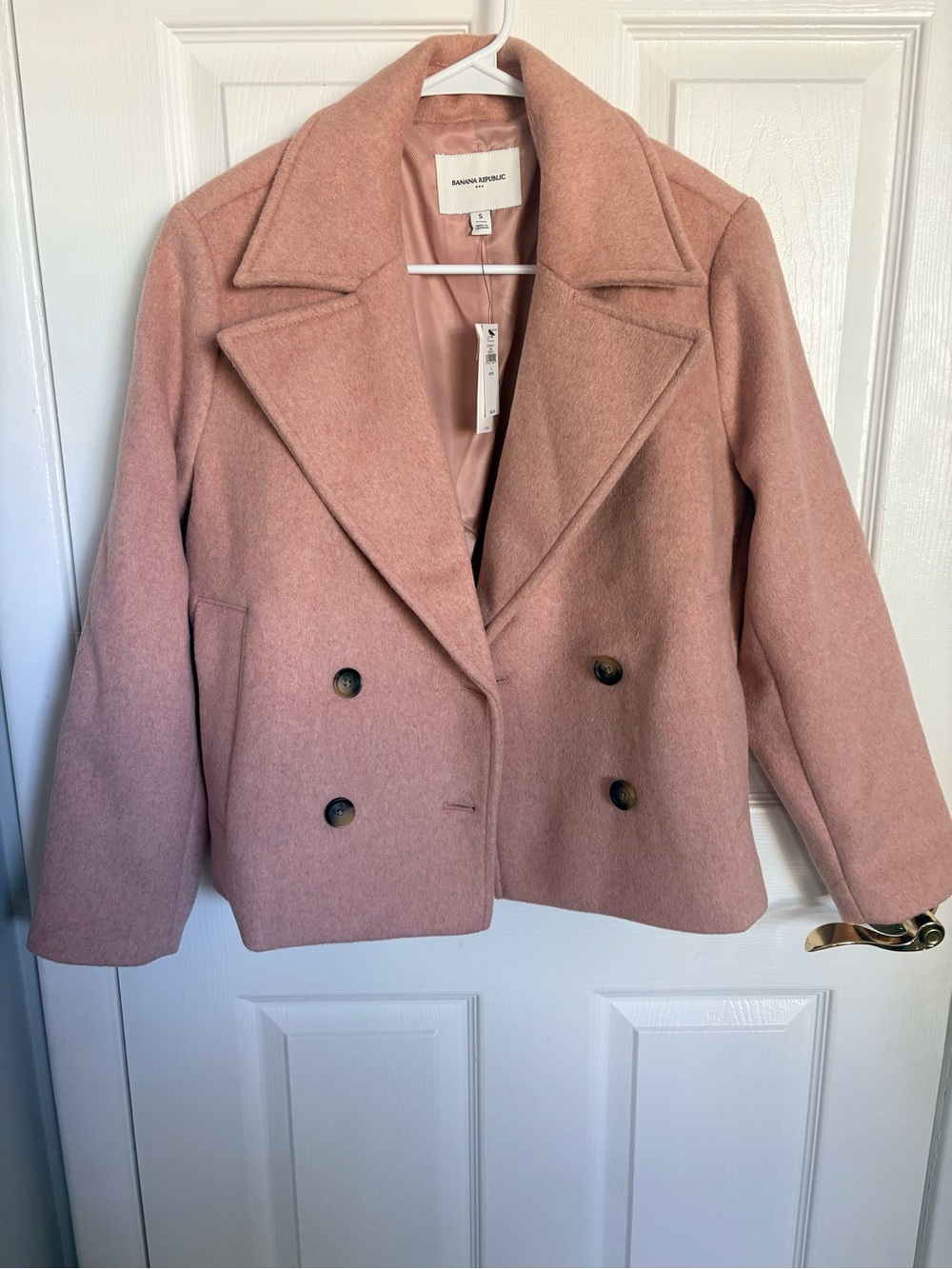Banana Republic Dusty Rose Double-Breasted Wool Blazer